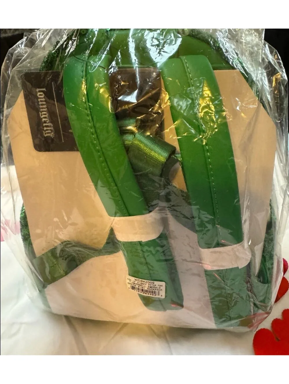 Loungefly Tinkerbell Emerald Green Sequin Backpack NWT
